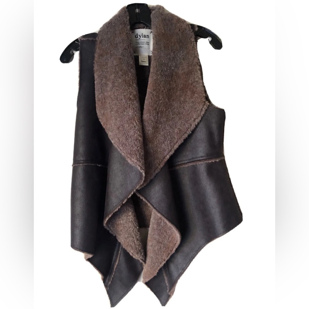 True Grit Dylan Brown Faux Shearling Drape Vest NWOT